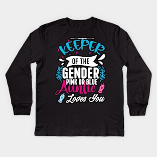 Keeper Of The Gender Loves Aunt You Auntie Baby Announcement Kids Long Sleeve T-Shirt